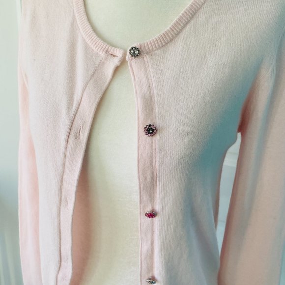 Angora Blend Perfect Fit Cardigan with Multicolor Rhinestone Buttons (size S) - Picture 4 of 12